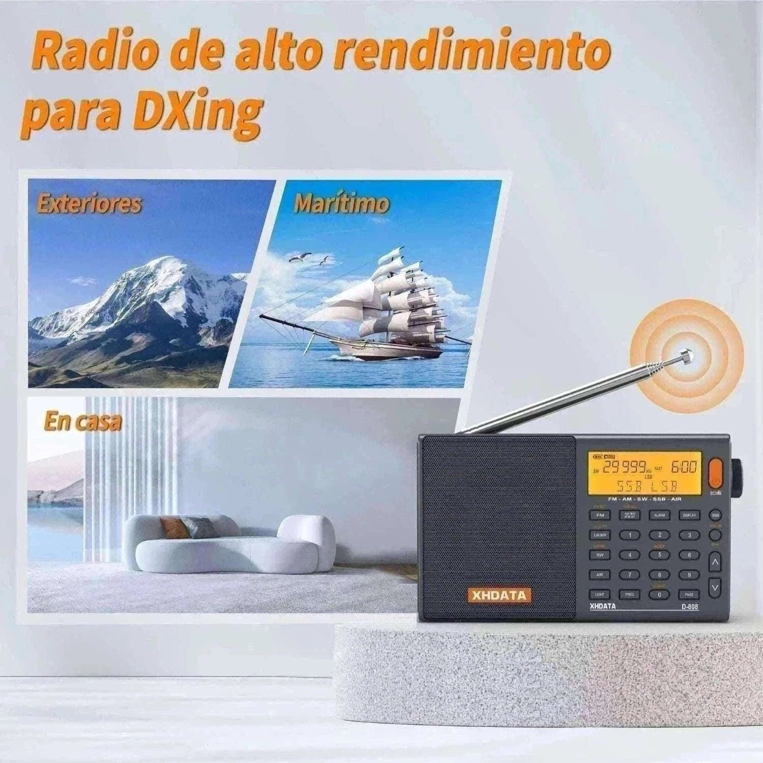 XHDATA D-808 Multiband Portable Radio with SSB, AIR & DSP Tuning-XHDATA-Gray / GERMANY