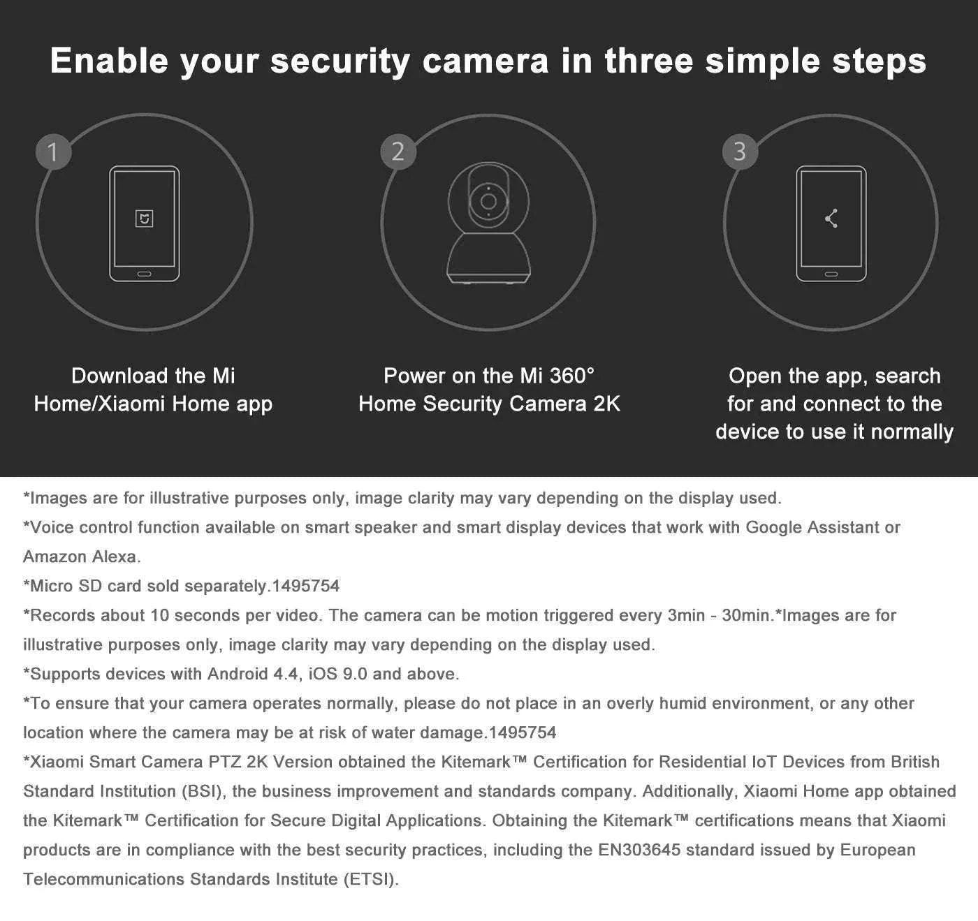Xiaomi 2K Indoor Smart Camera 360° WiFi Baby Monitor Security Cam-Add AU Adapter