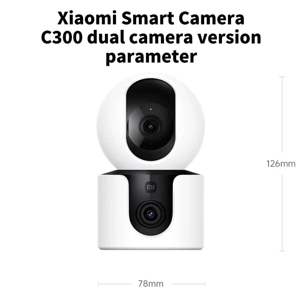 Xiaomi C300 Dual Lens Smart Camera 360° AI WiFi 6 Home Security-Add UK Adapter