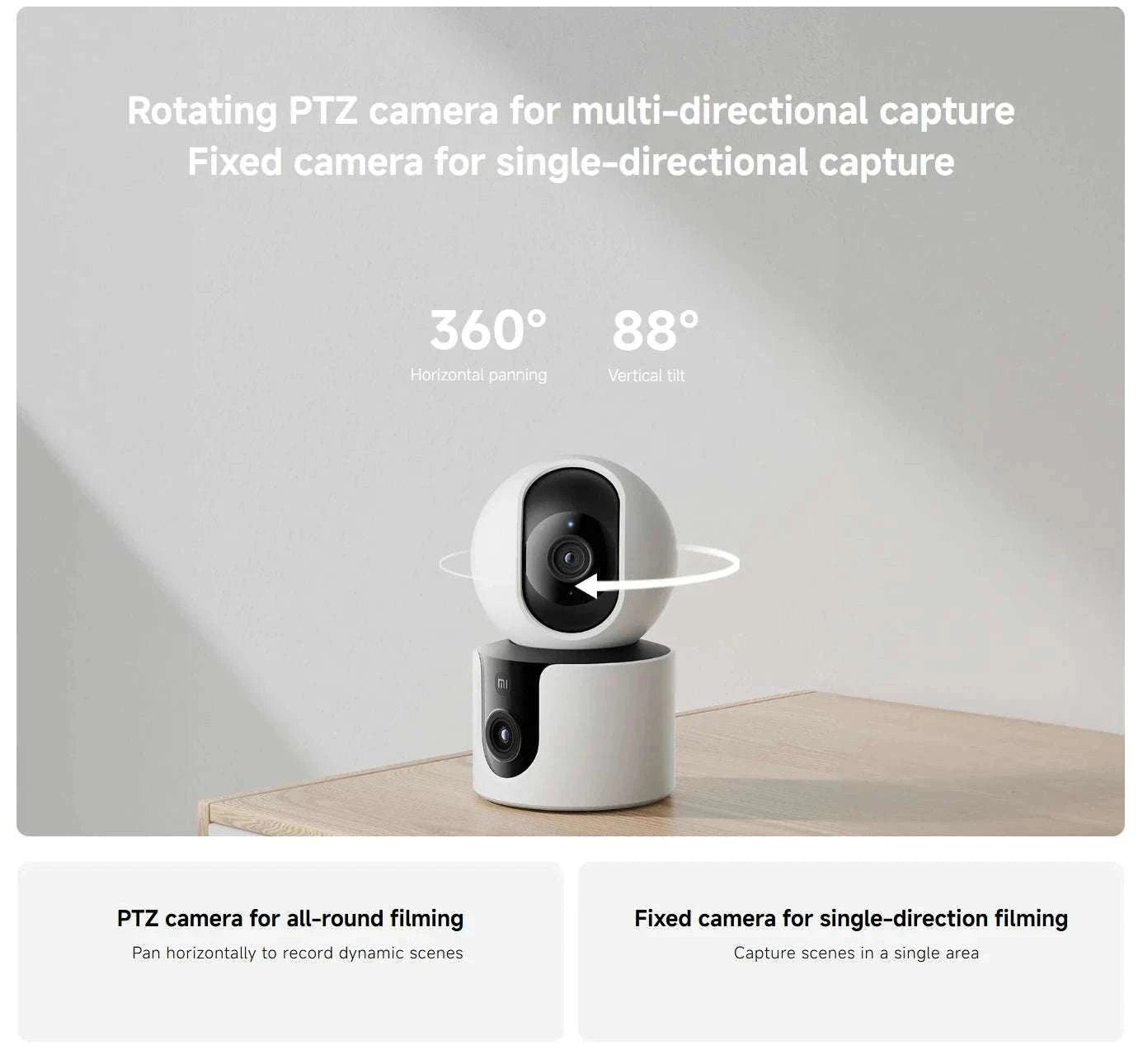 Xiaomi C300 Dual Lens Smart Camera 360° AI WiFi 6 Home Security-Add UK Adapter