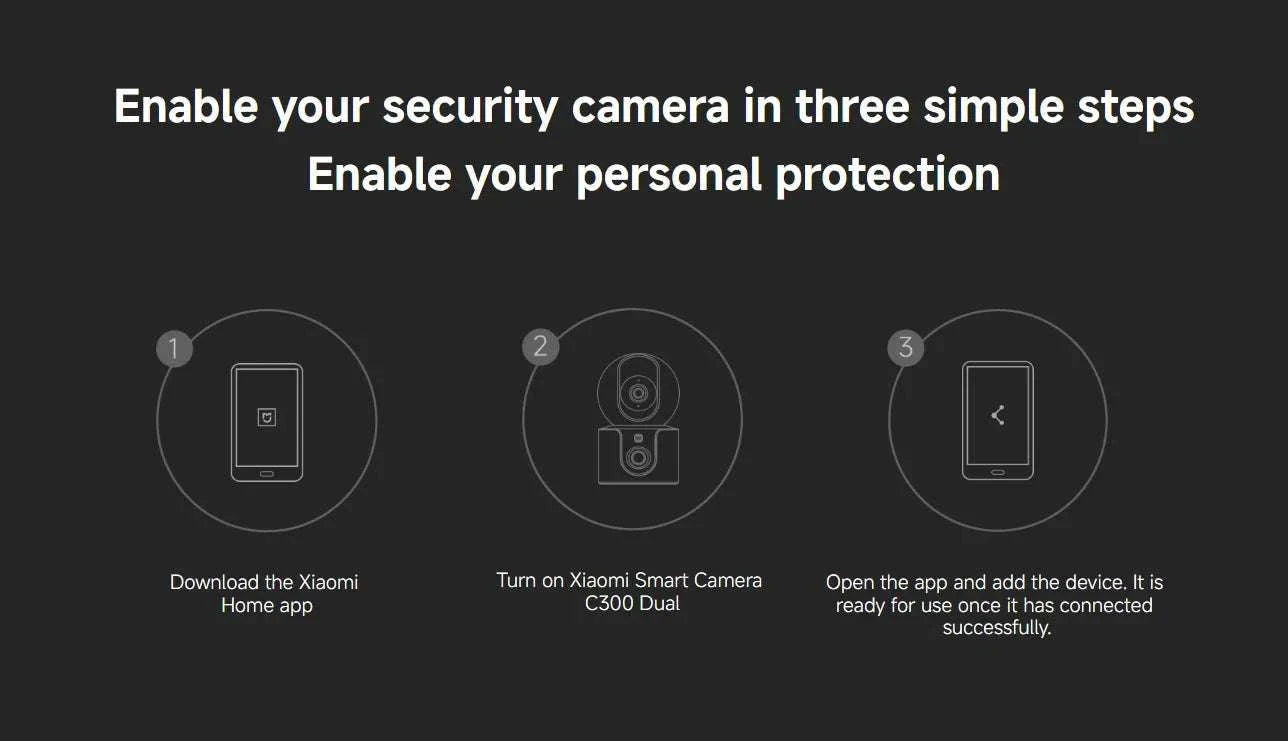 Xiaomi C300 Dual Lens Smart Camera 360° AI WiFi 6 Home Security-Add UK Adapter