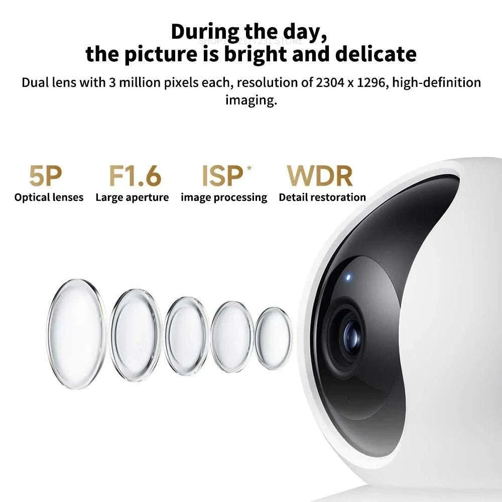 Xiaomi C300 Dual Lens Smart Camera 360° AI WiFi 6 Home Security-Add UK Adapter