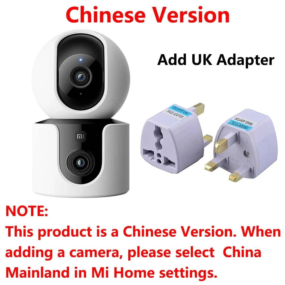 Xiaomi C300 Dual Lens Smart Camera 360° AI WiFi 6 Home Security-Add UK Adapter