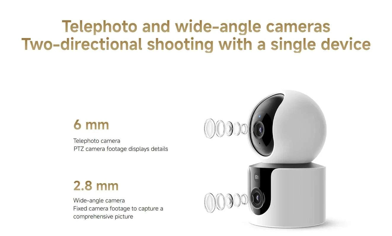 Xiaomi C300 Dual Lens Smart Camera 360° AI WiFi 6 Home Security-Add UK Adapter