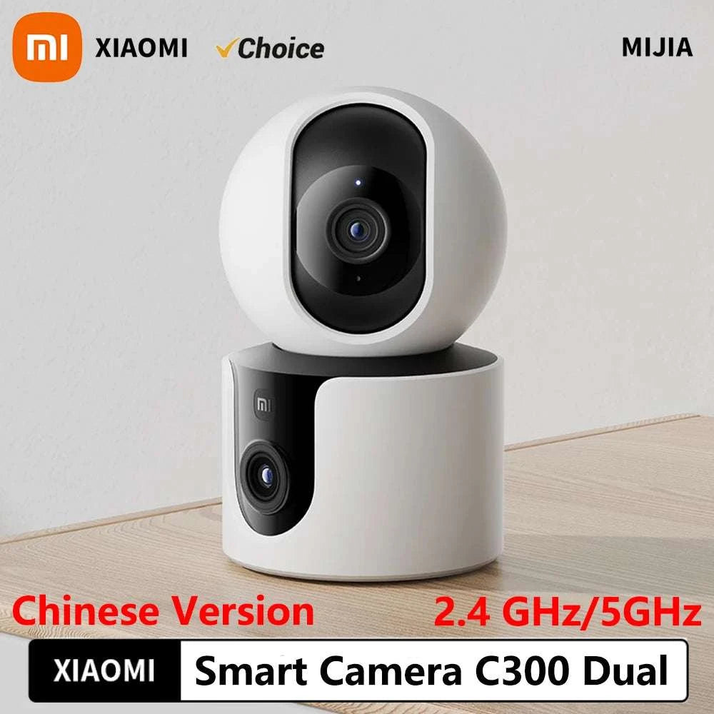 Xiaomi C300 Dual Lens Smart Camera 360° AI WiFi 6 Home Security-Add UK Adapter