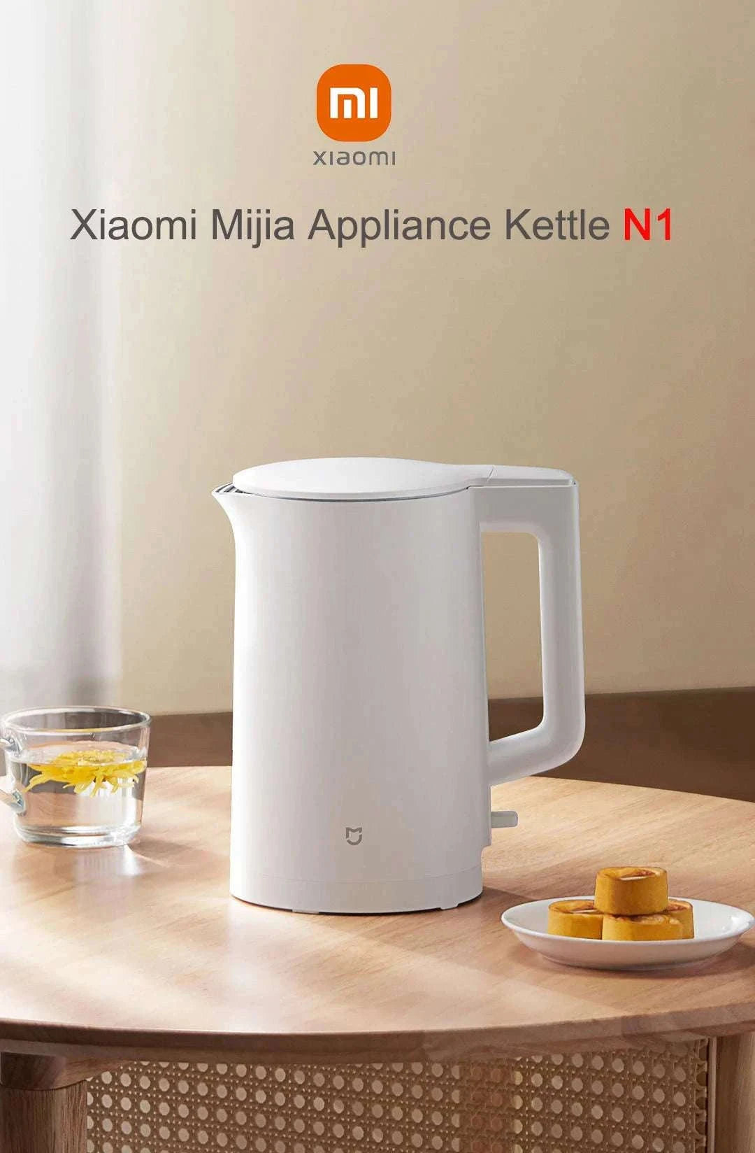 Xiaomi Electric Kettle 1.5L 1500W Fast Boil Stainless Steel-220V white N1 / AU / China Mainland