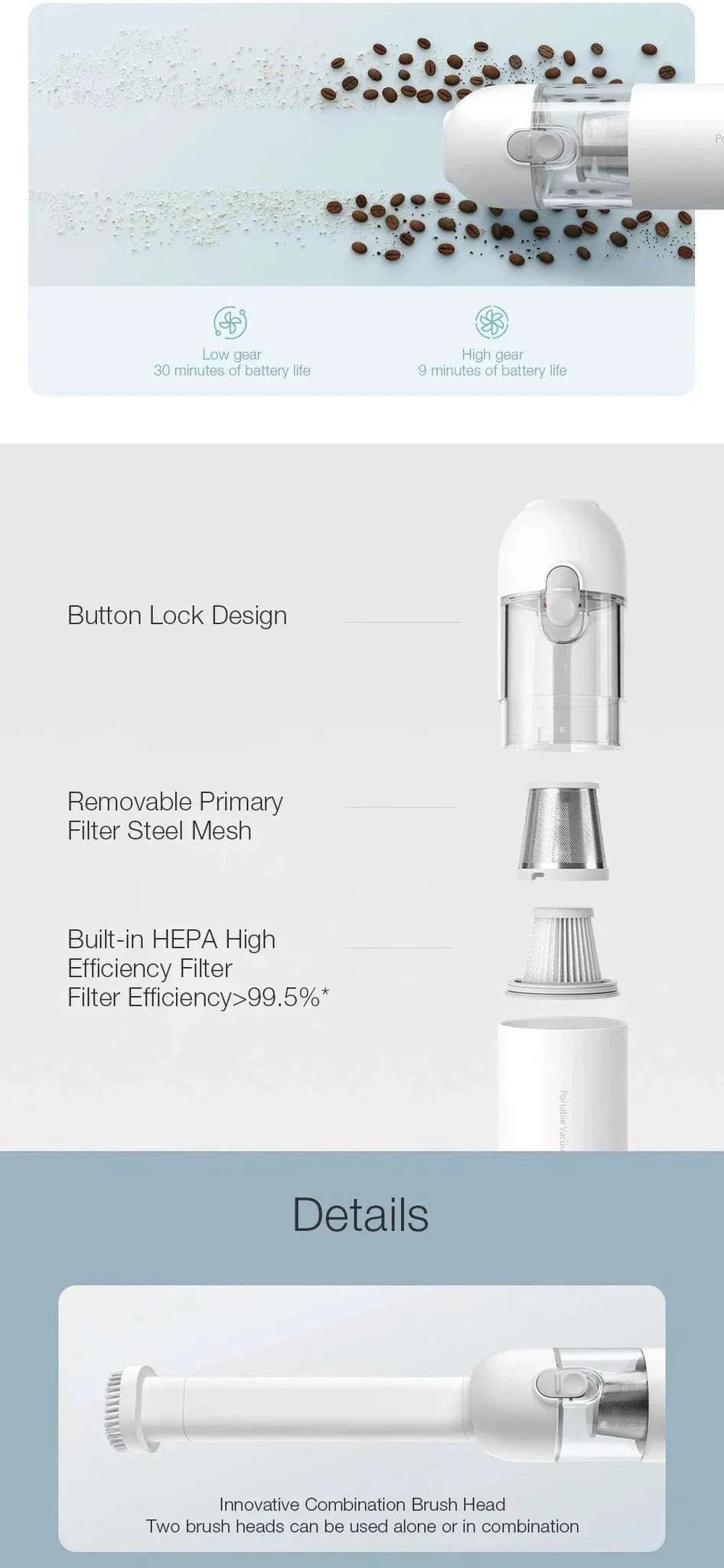 Xiaomi Handheld Vacuum Cleaner 13KPa Cordless for Home & Car-XIAOMI Vacuum Cleane