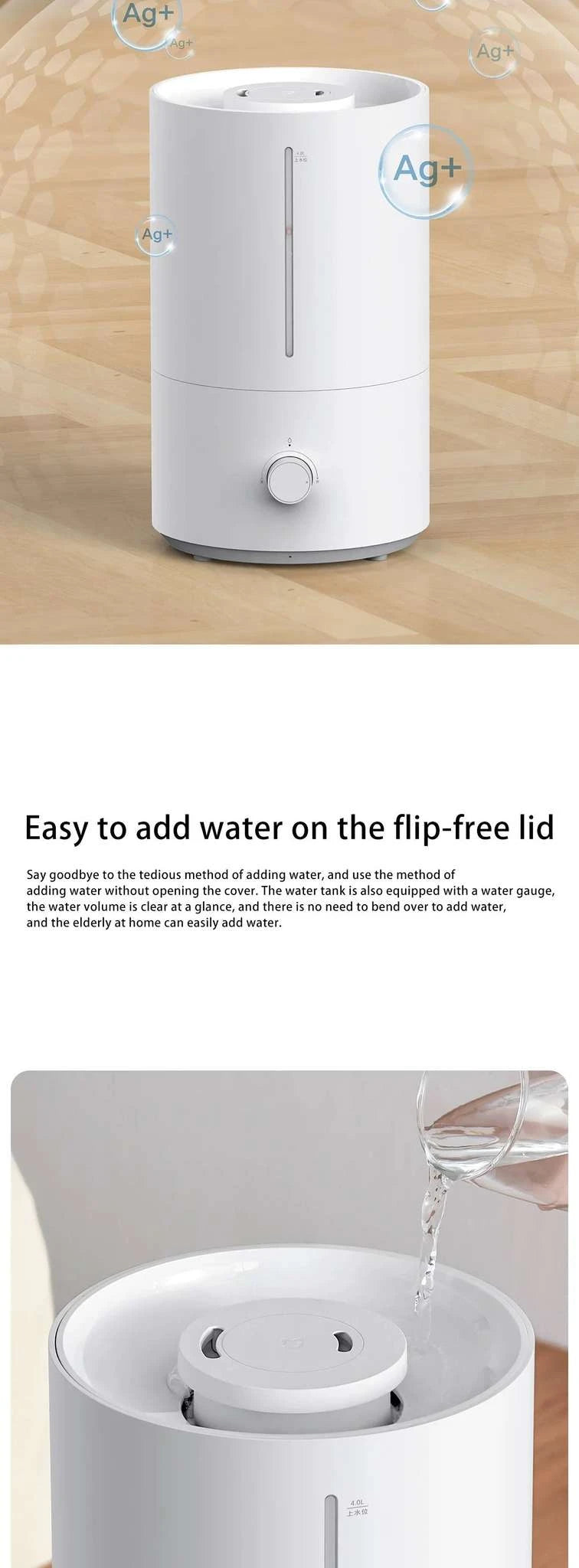 Xiaomi Humidifier 2 4L Quiet Mist Air Humidity Control 300mL/h-WHITE / EU
