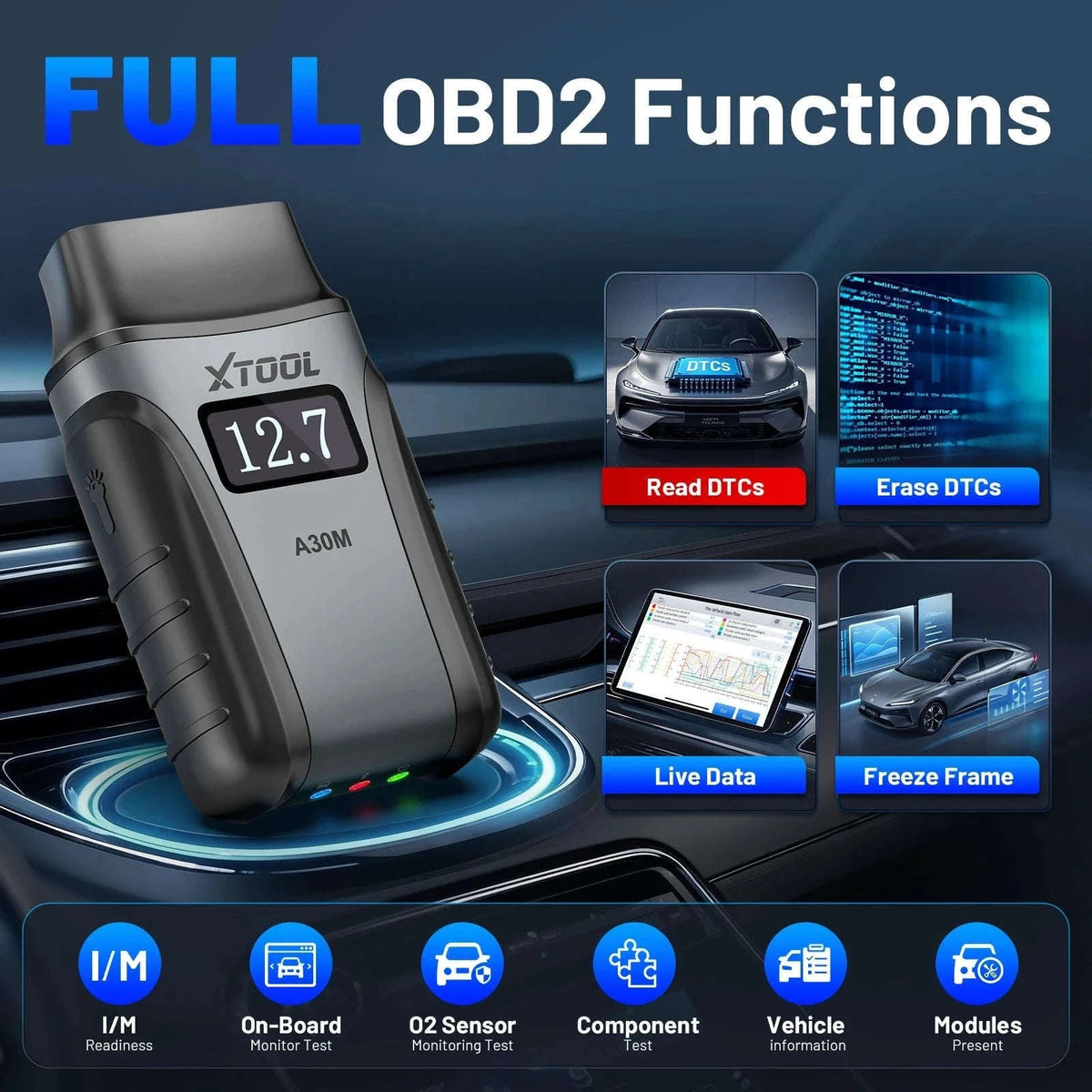 XTOOL A30M OBD2 Bluetooth Diagnostic Scanner for Cars-XTOOL A30M / france