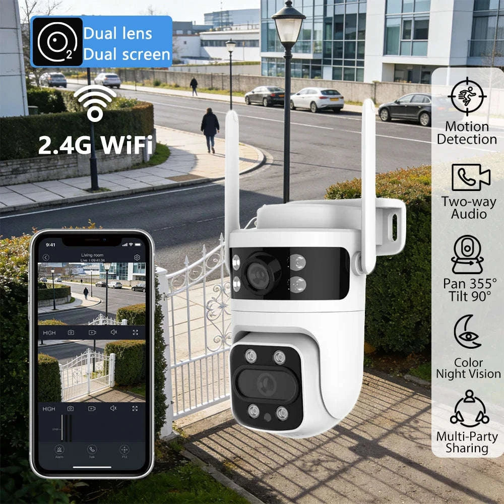 Y111 Dual Lens Outdoor PTZ Security Camera with WiFi-1pc / United States