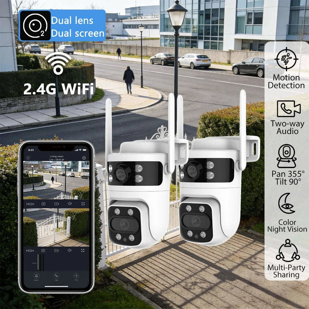Y111 Dual Lens Outdoor PTZ Security Camera with WiFi-1pc / United States
