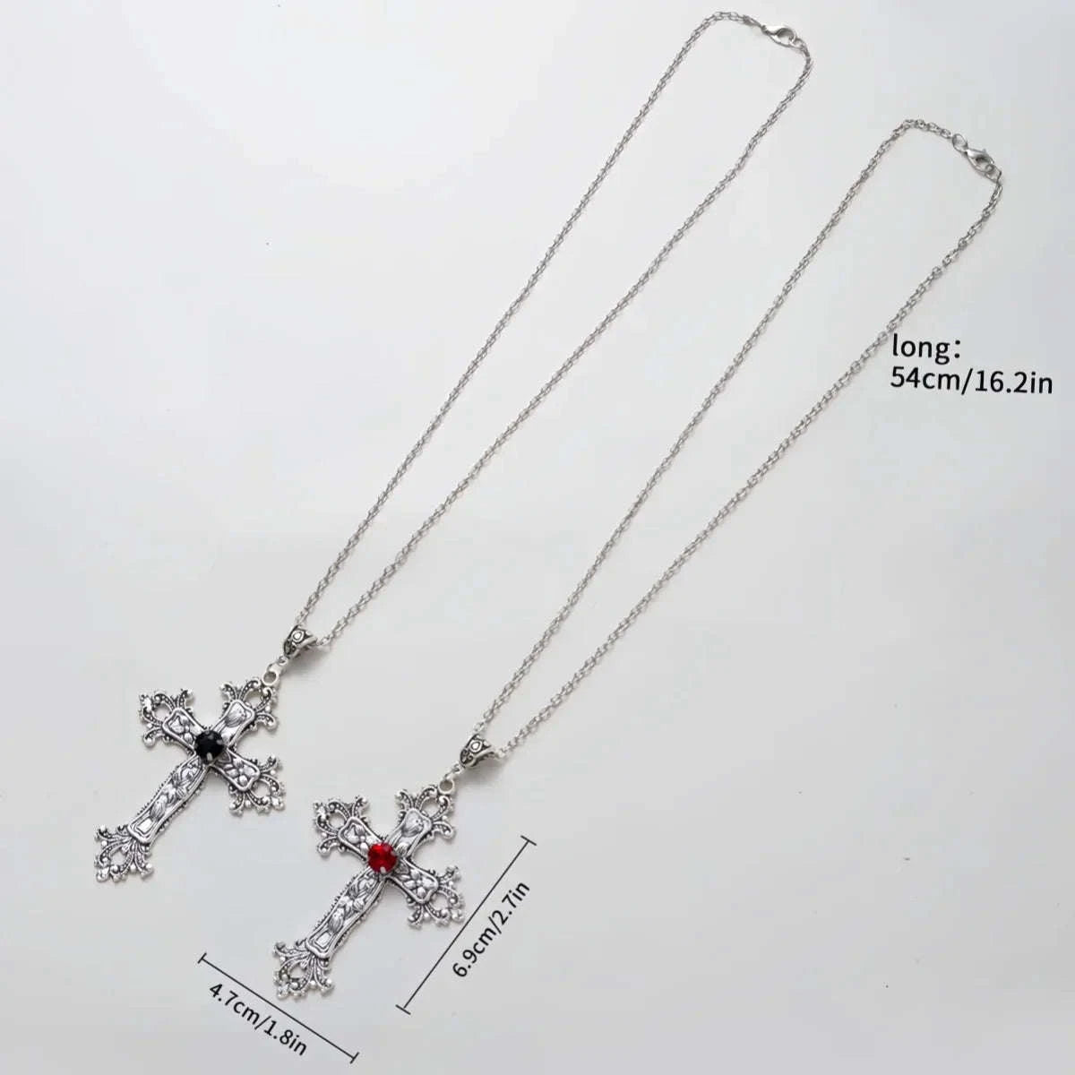 Y2K Punk Crystal Cross Pendant Necklace-style1