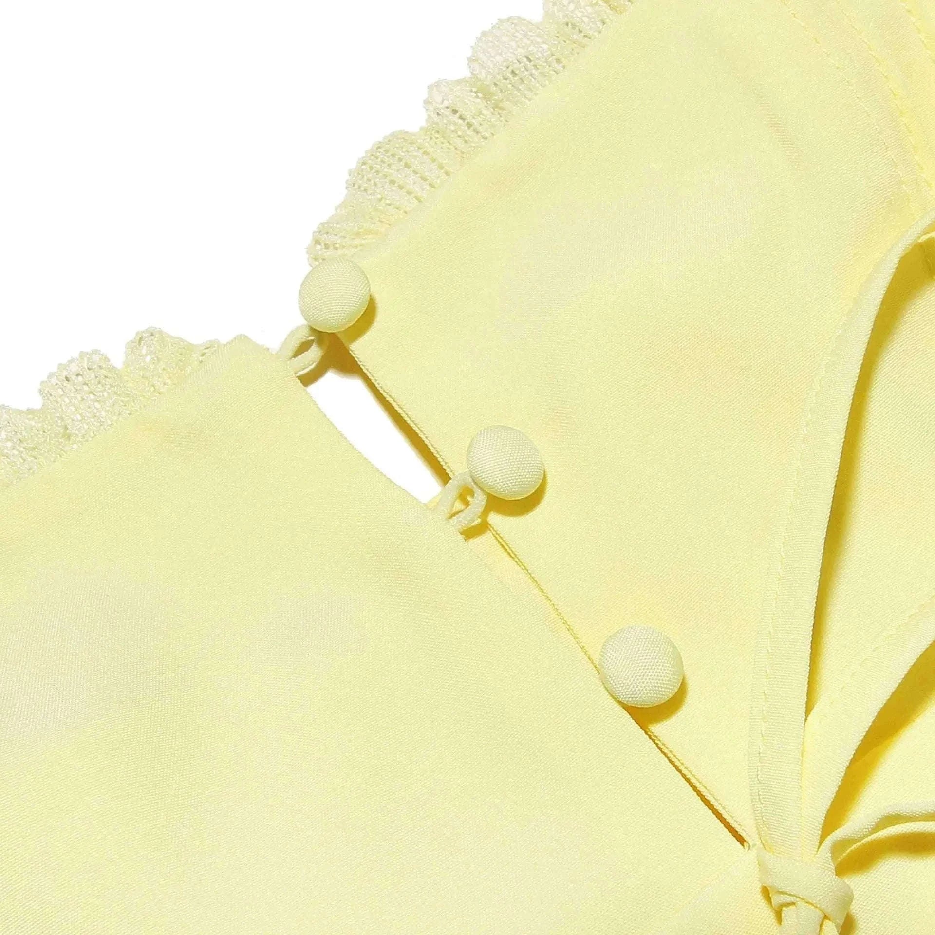 Yellow A-Line Dress with Lace-Up Detail and Mini Length-Yellow / XS