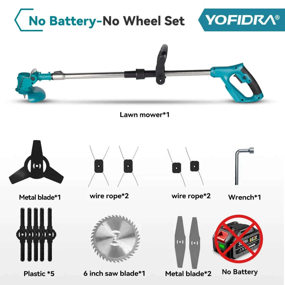 YOFIDRA 100-135cm Electric Lawn Mower 1500W Cordless Foldable Trimmer Pruning Cutting Garden Power Tool For Makita Battery Pin-GERMANY / Without Battery-a