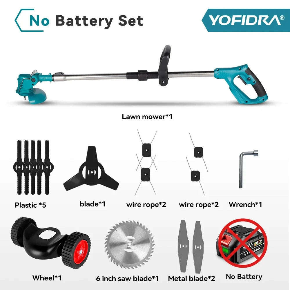 YOFIDRA 100-135cm Electric Lawn Mower 1500W Cordless Foldable Trimmer Pruning Cutting Garden Power Tool For Makita Battery Pin-GERMANY / Without Battery-a
