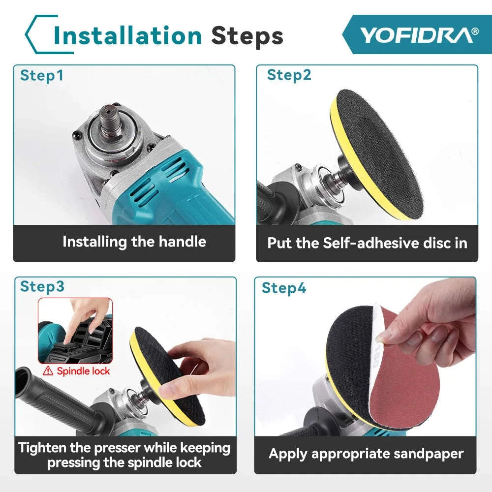 YOFIDRA 125mm Brushless Angle Grinder 2000W Cordless Power Tool-Without Battery / GERMANY / EU