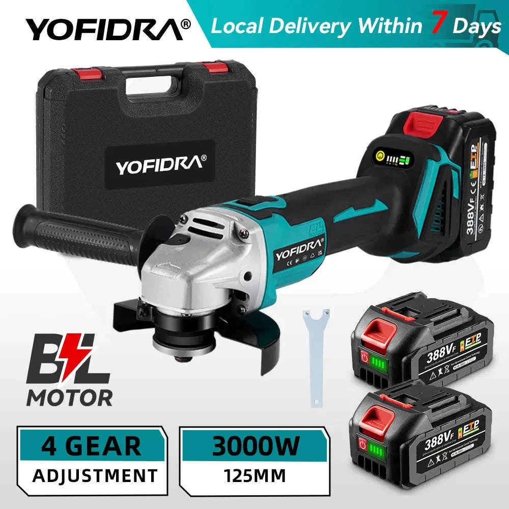 YOFIDRA 3000W 125mm Brushless Electric Angle Grinder-Without Battery / spain / EU