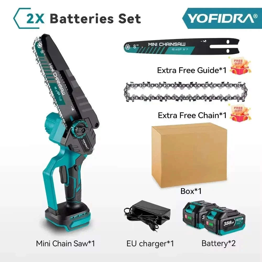 Yofidra 8 Inch Brushless Cordless Electric Chainsaw-Poland / 2 Battery Paper Box