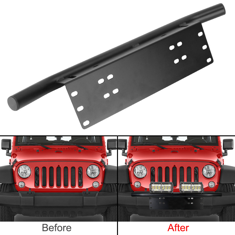 Aluminum Off Road LED Light Bar Frame Holder Front Bumper License Plate SUV Lamp Holder Universal Log Light Mount Bracket