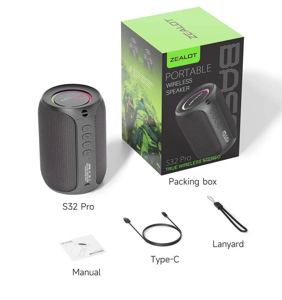 Zealot S32PRO Portable Bluetooth Speaker-Black / Speaker