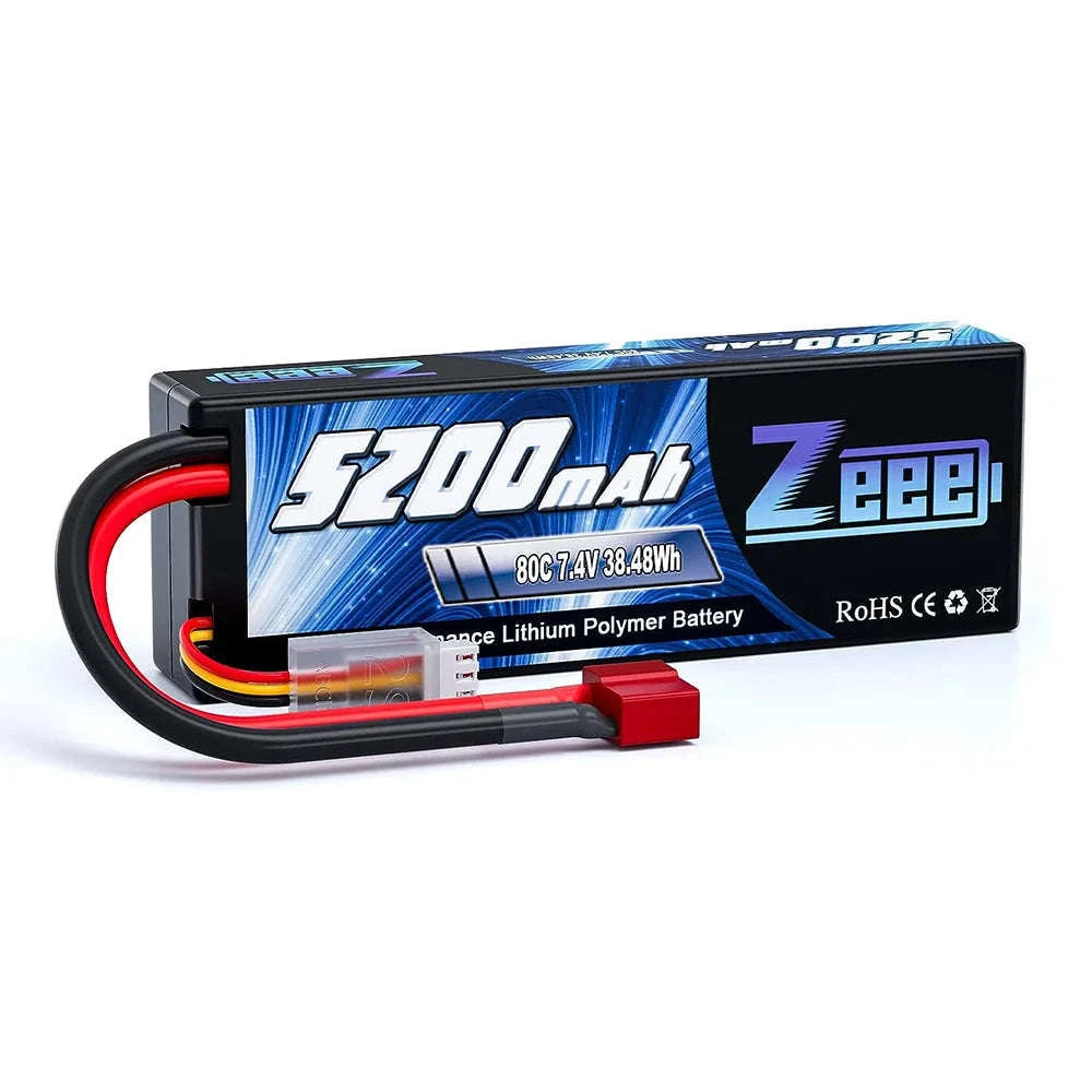 Zeee 2S 5200mAh 80C RC LiPo Battery with Multiple Plug Options-2 pcs T / GERMANY