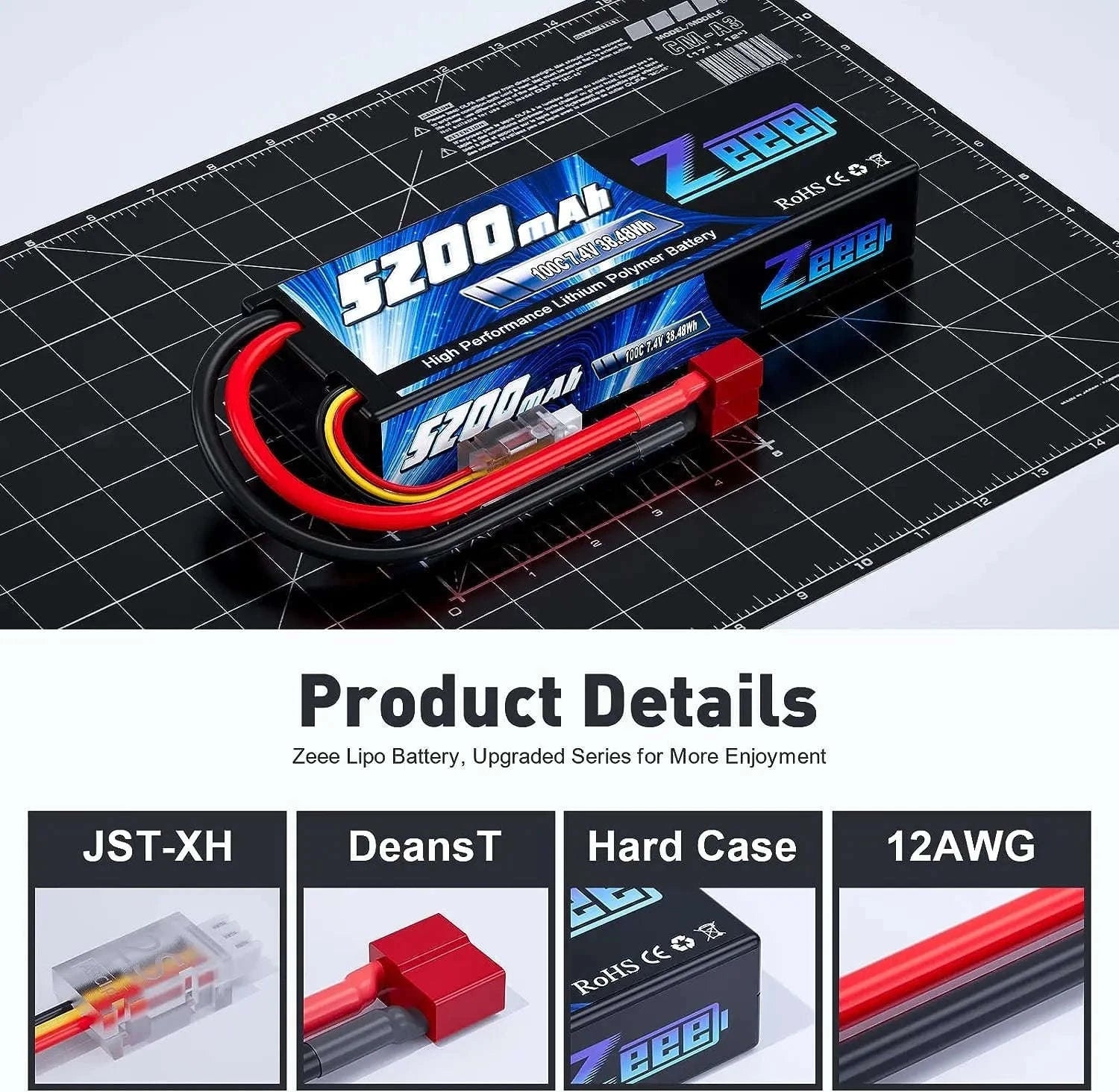 Zeee 2S 7.4V 100C 5200mAh LiPo Battery-2 units / United States