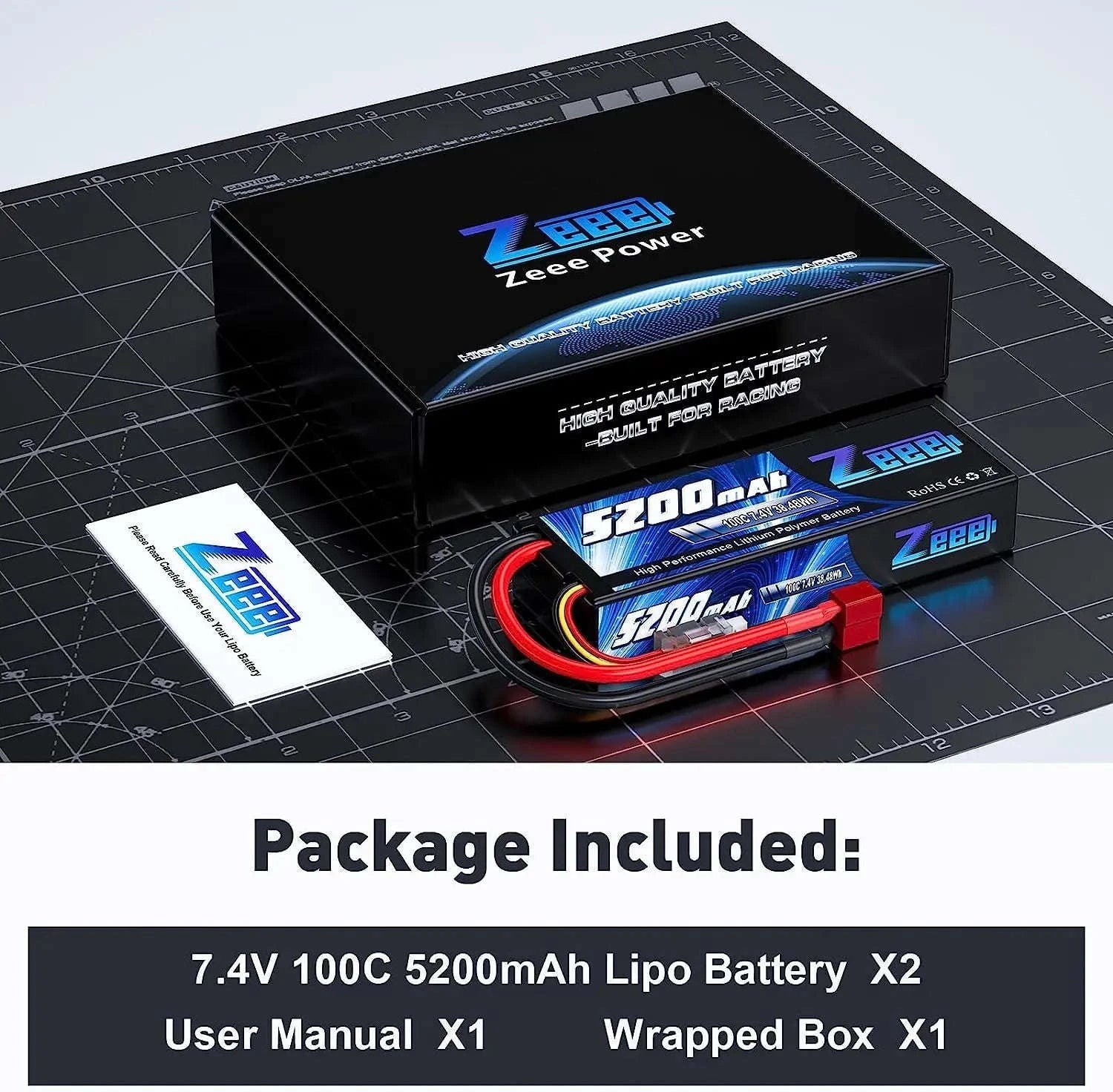 Zeee 2S 7.4V 100C 5200mAh LiPo Battery-2 units / United States
