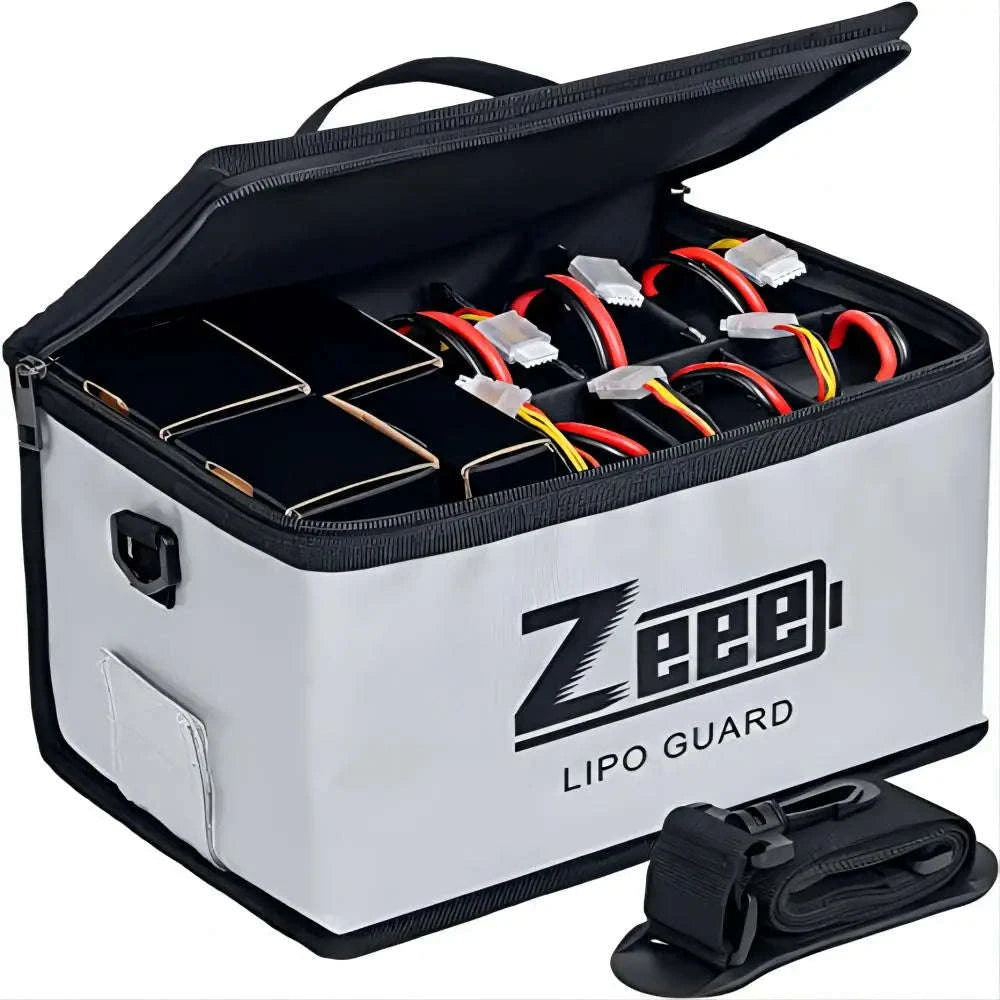 Zeee Lipo Safety Bag Fireproof Adjustable 10‑Cell Battery Storage Pouch-10 Cells / United States
