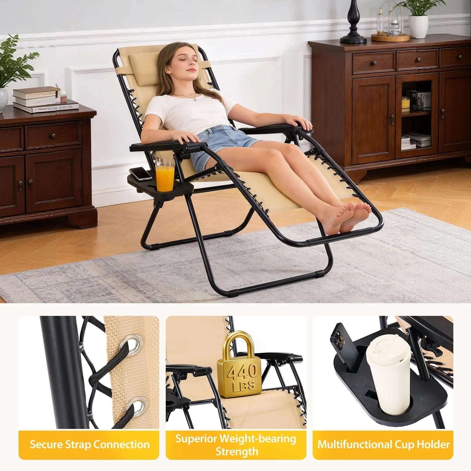 Zero Gravity Recliner Chairs Set of 2 with Tray & Adjustable Headrest-black / United States