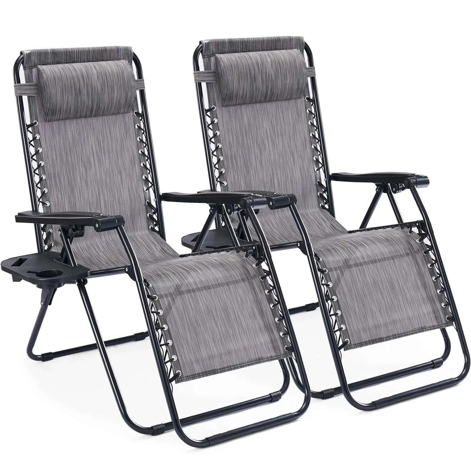 Zero Gravity Recliner Chairs Set of 2 with Tray & Adjustable Headrest-black / United States