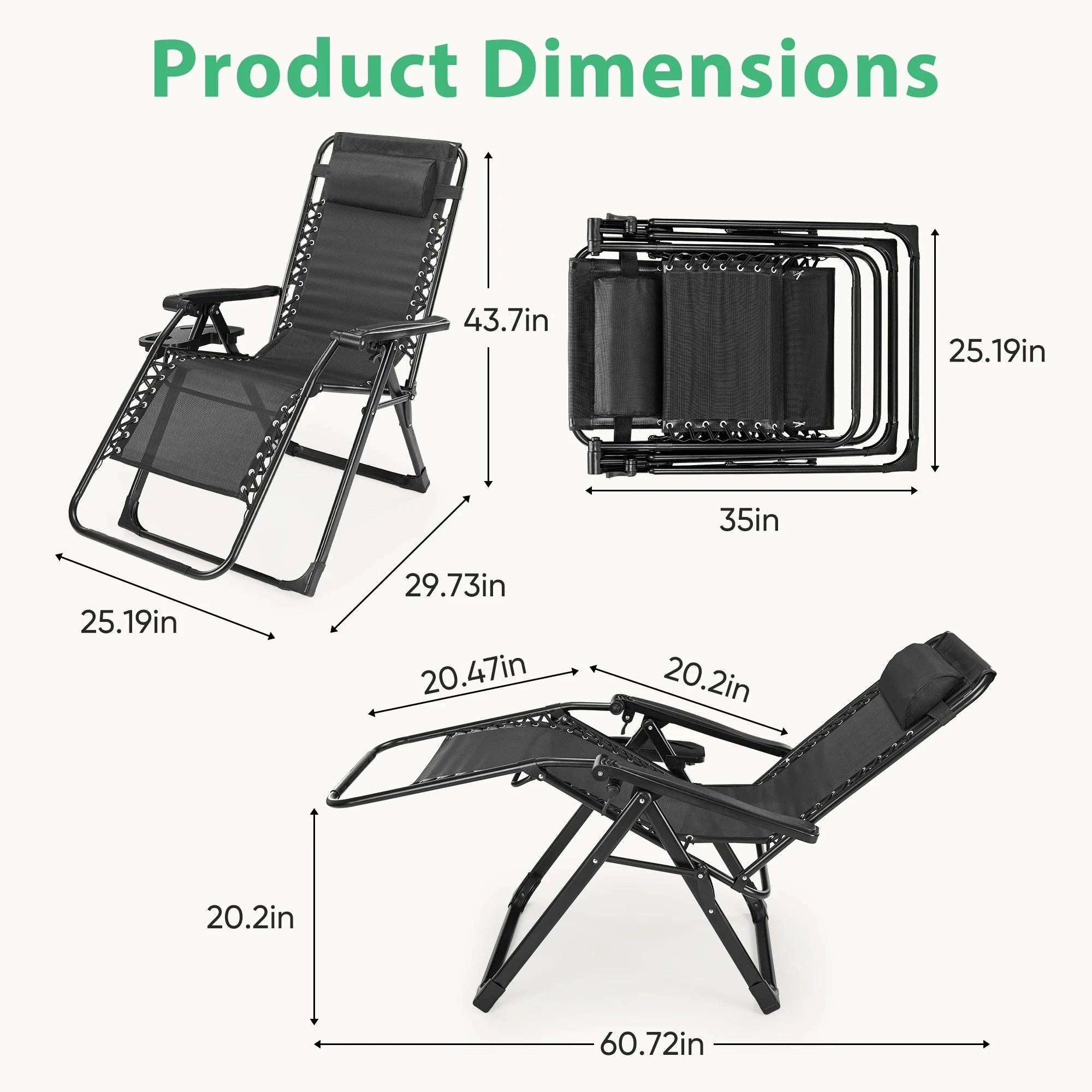 Zero Gravity Recliner Outdoor Lounge Chair with Cup Holder & Cushion-LIGHT GRAY / United States