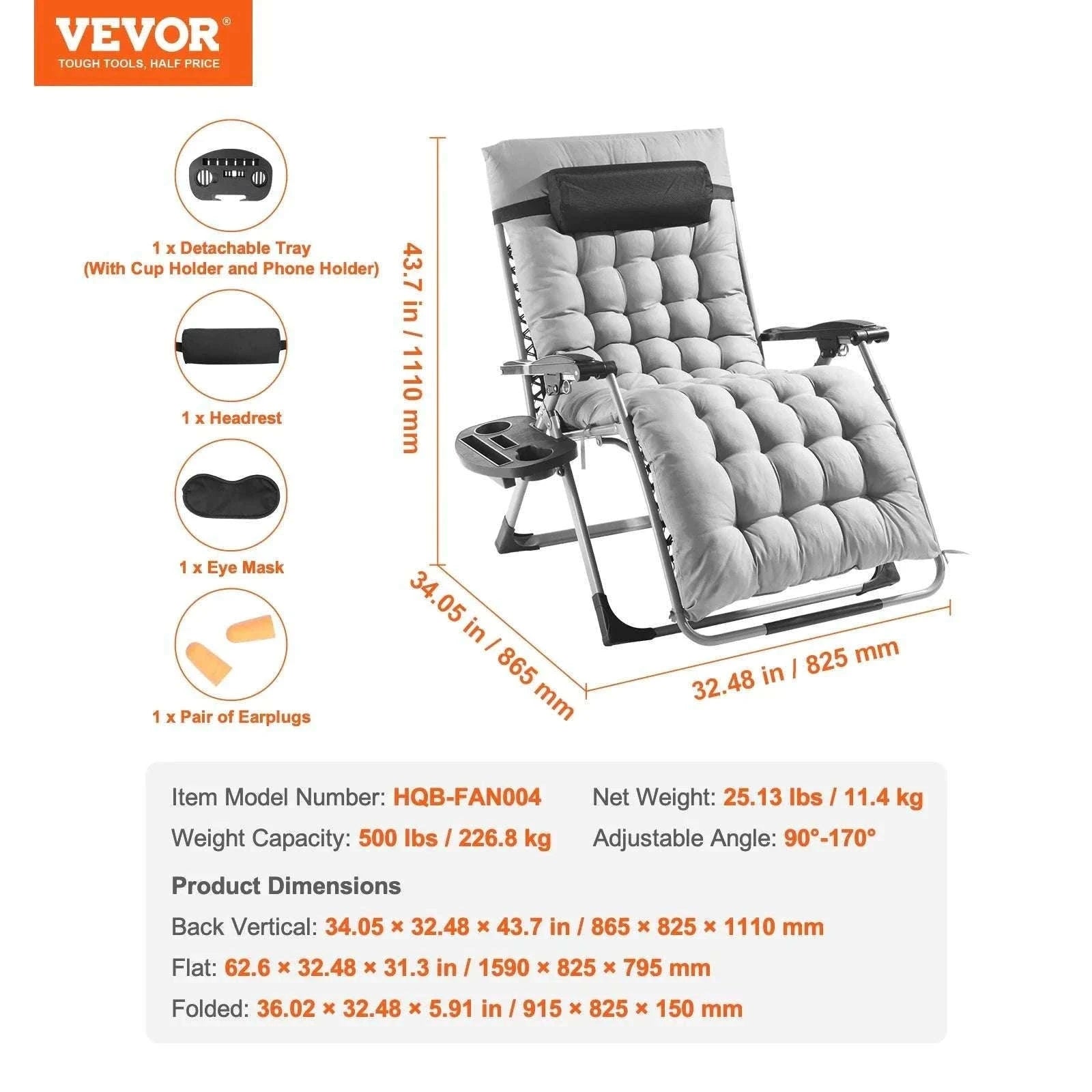 Zero Gravity Reclining Lounge Chair with Cushion & Cup Holder-gray 33 / spain