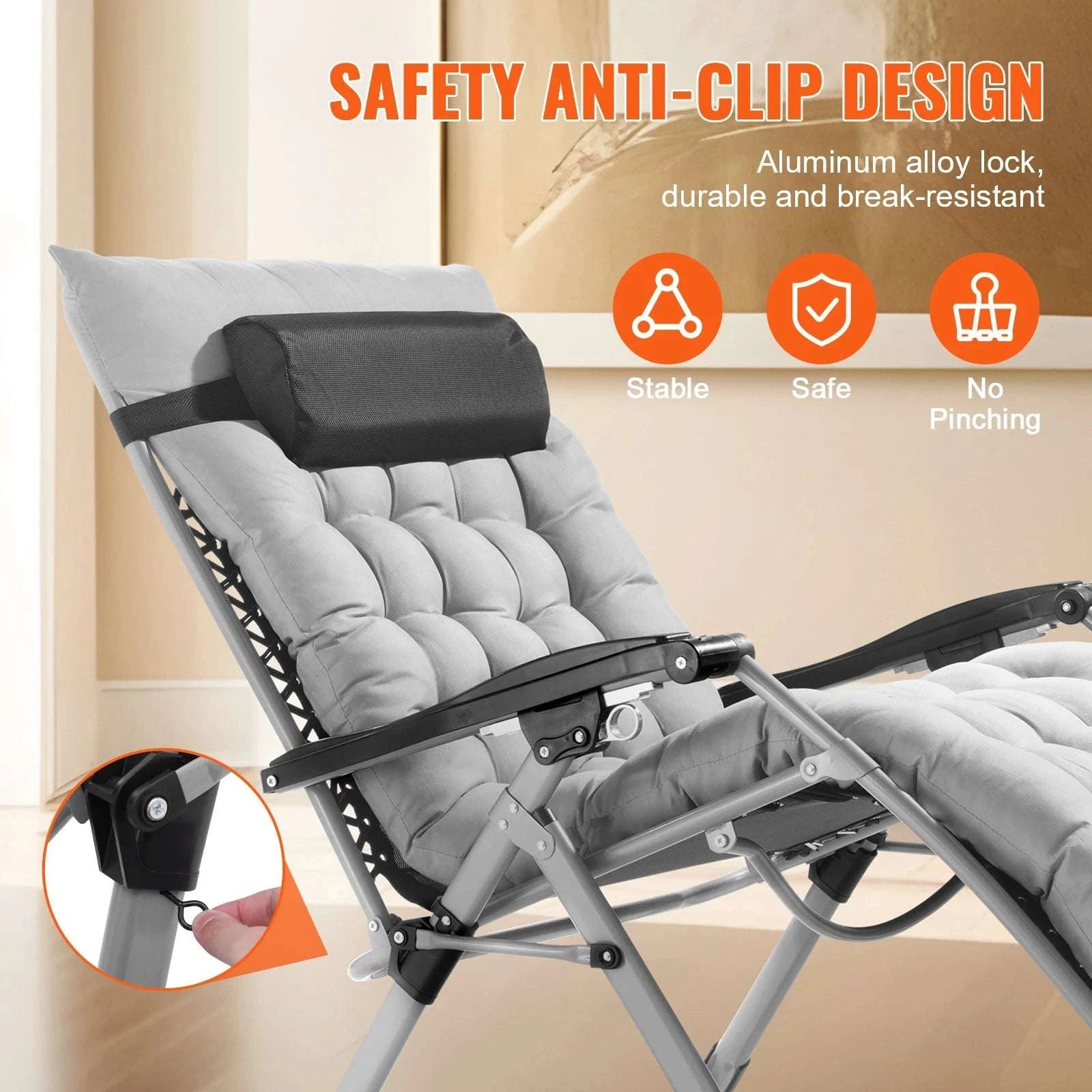 Zero Gravity Reclining Lounge Chair with Cushion & Cup Holder-gray 33 / spain