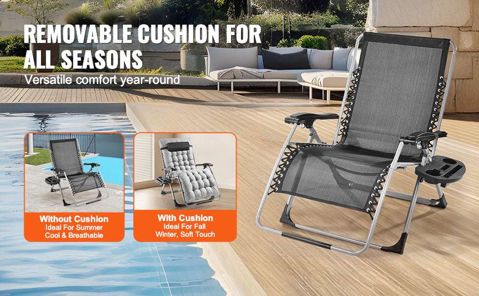 Zero Gravity Reclining Lounge Chair with Cushion & Cup Holder-gray 33 / spain