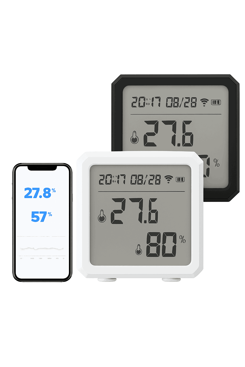 Zigbee Temperature and Humidity Sensor with LCD Display-TH01-White