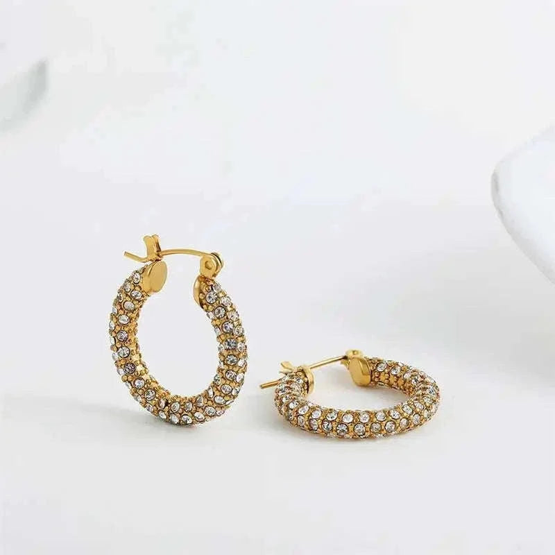 Zircon Circle Huggie Hoop Earrings for Women-22306 1