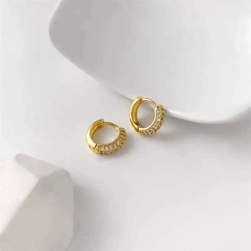Zircon Circle Huggie Hoop Earrings for Women-22306 1