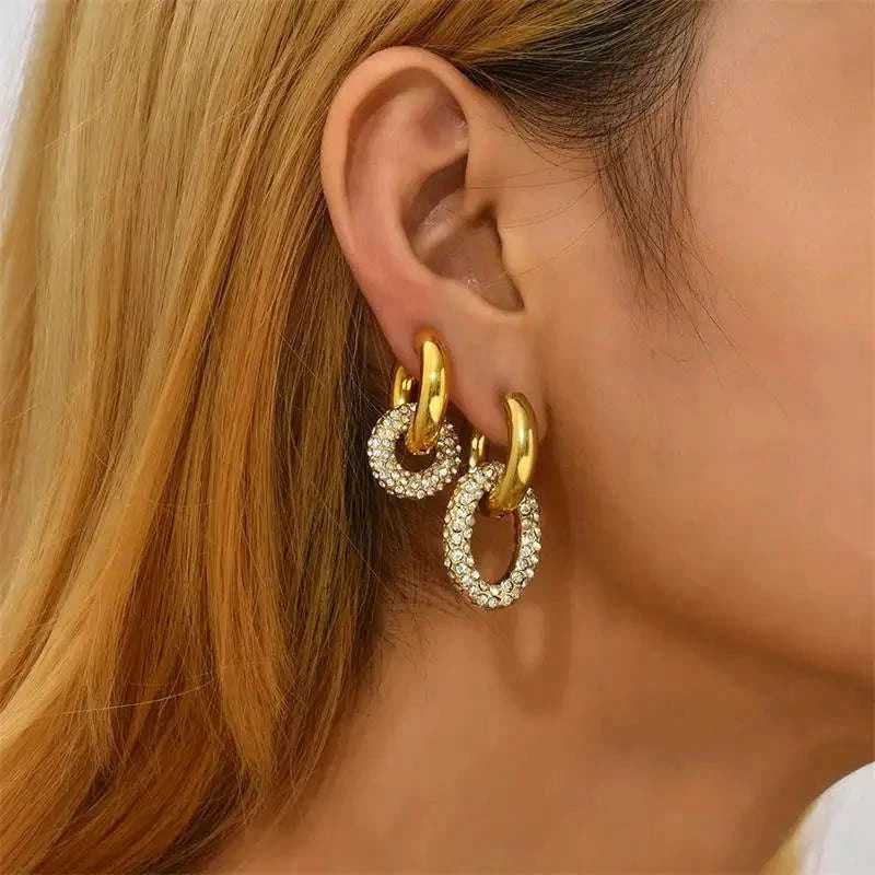 Zircon Circle Huggie Hoop Earrings for Women-22306 1