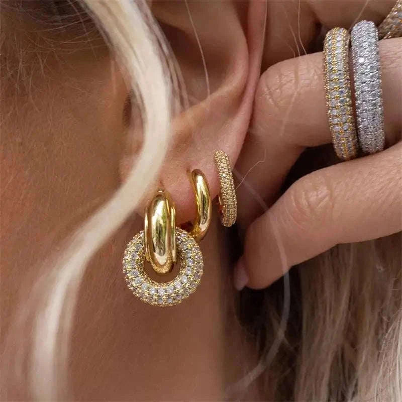Zircon Circle Huggie Hoop Earrings for Women-22306 1