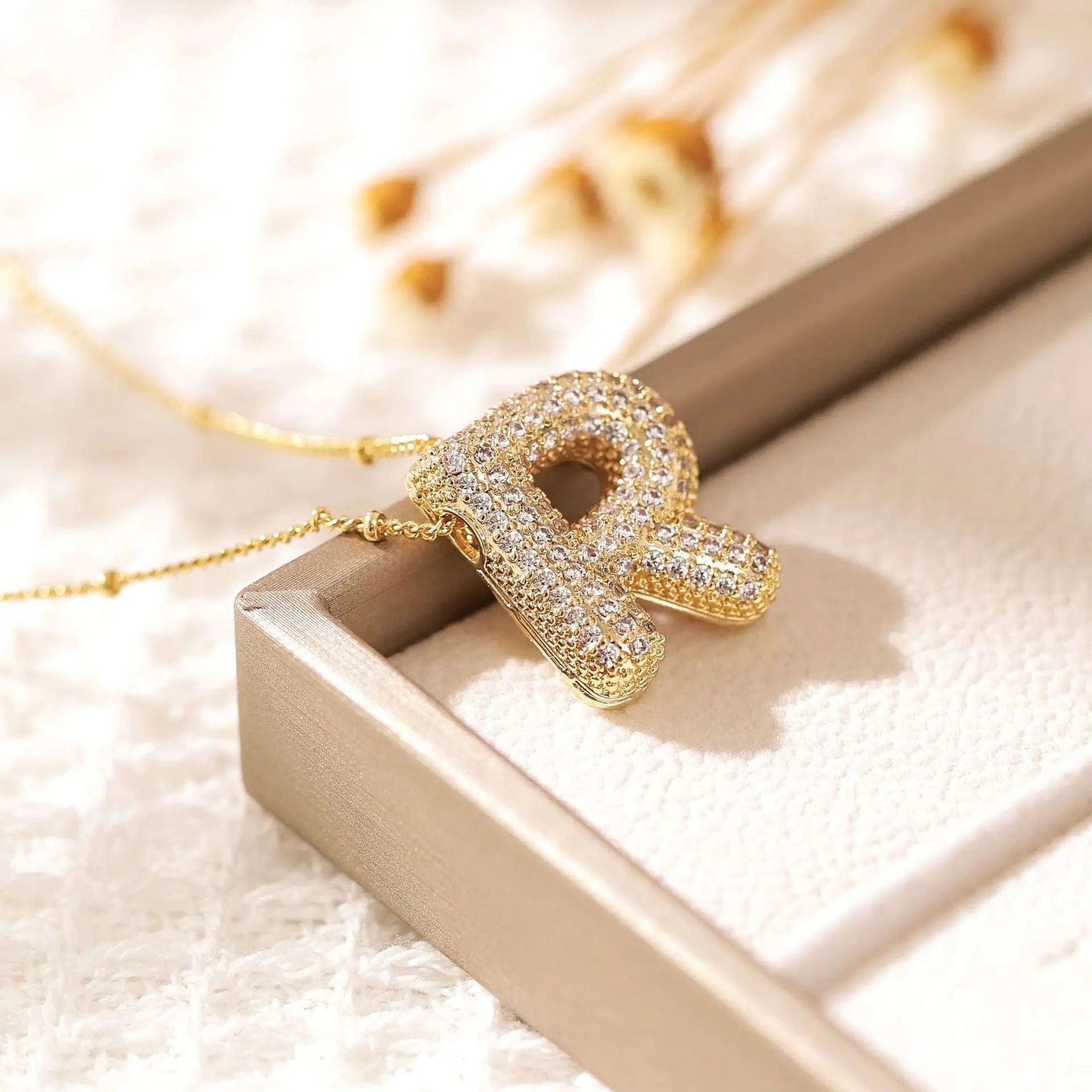 Zircon Letter Pendant Necklace-Y
