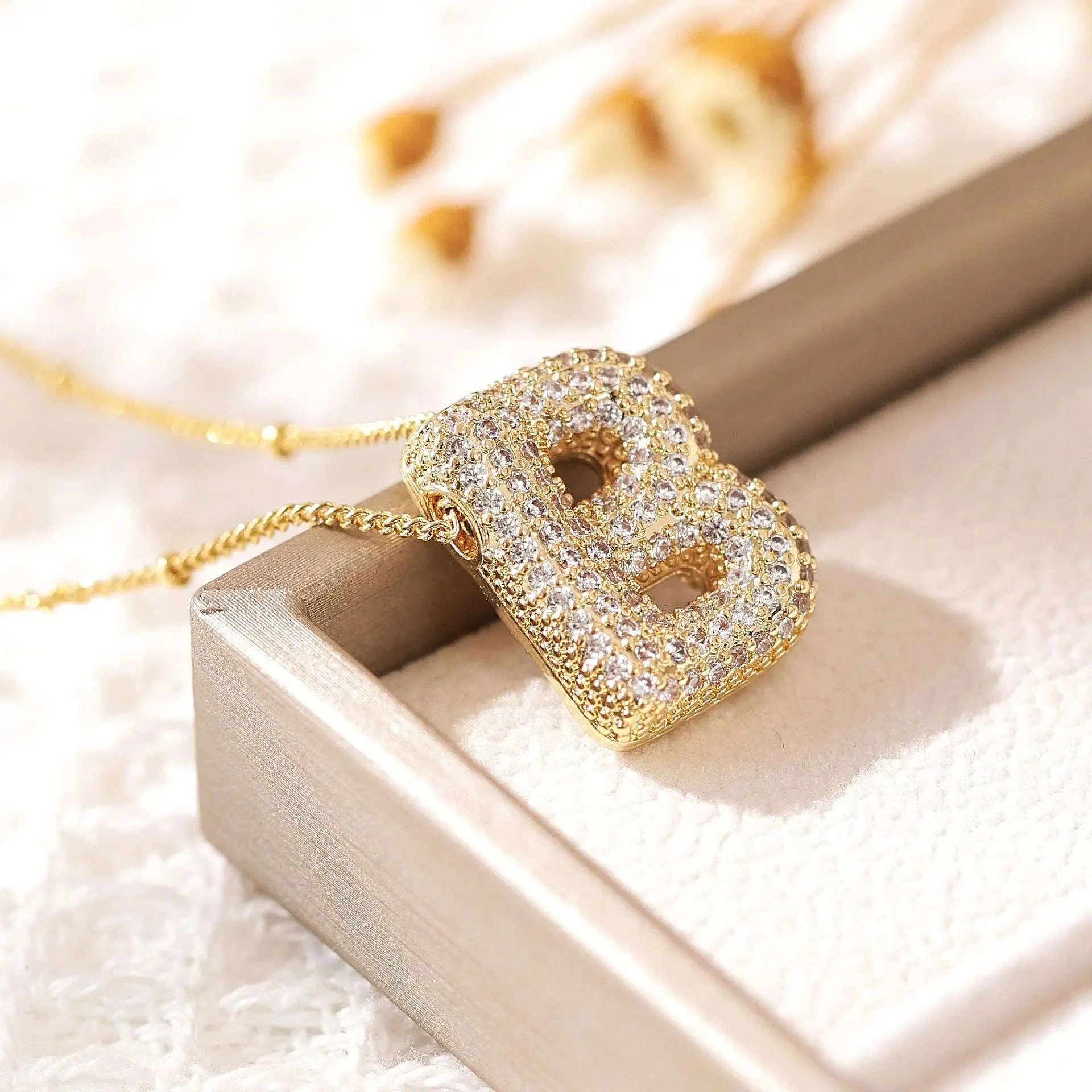 Zircon Letter Pendant Necklace-Y
