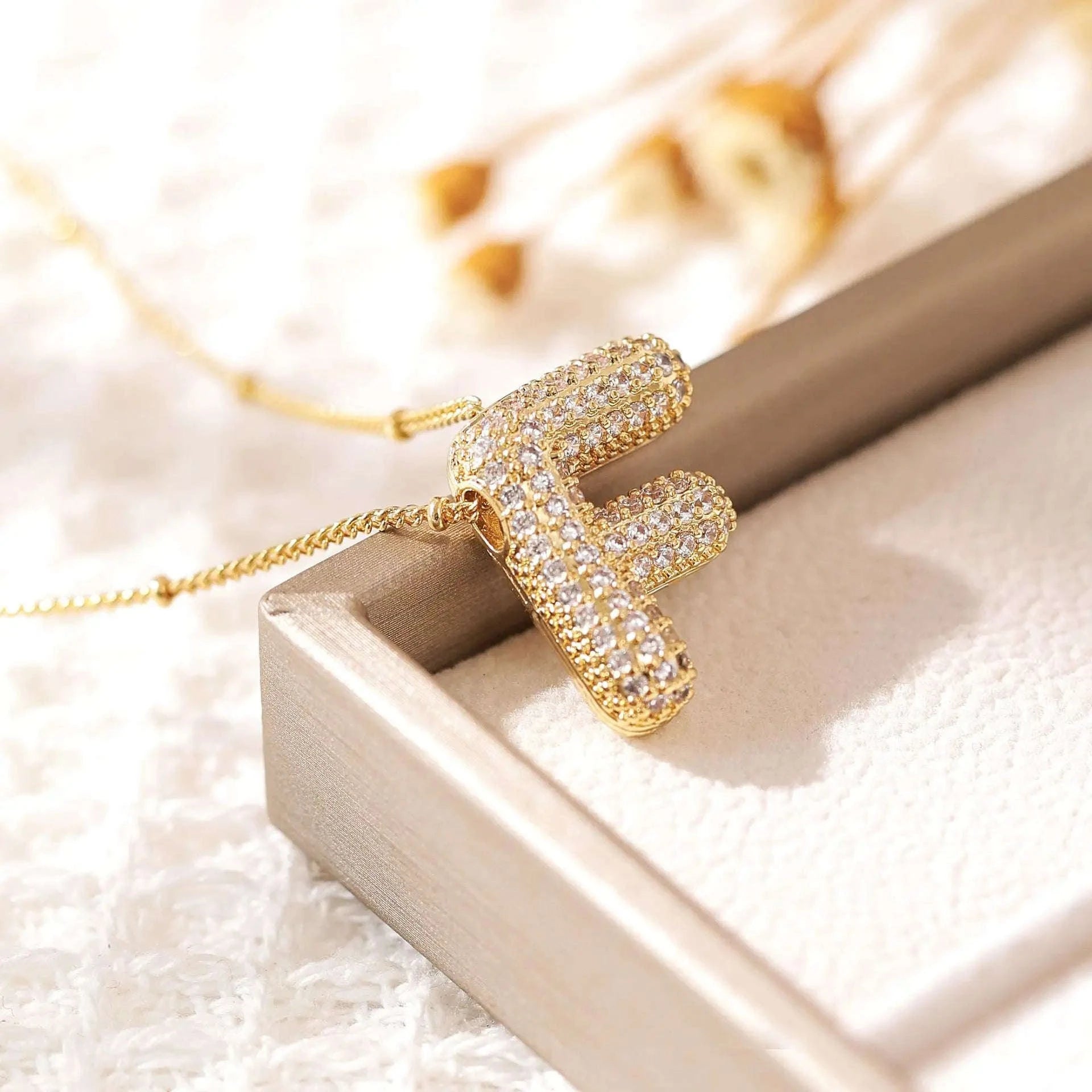 Zircon Letter Pendant Necklace-Y