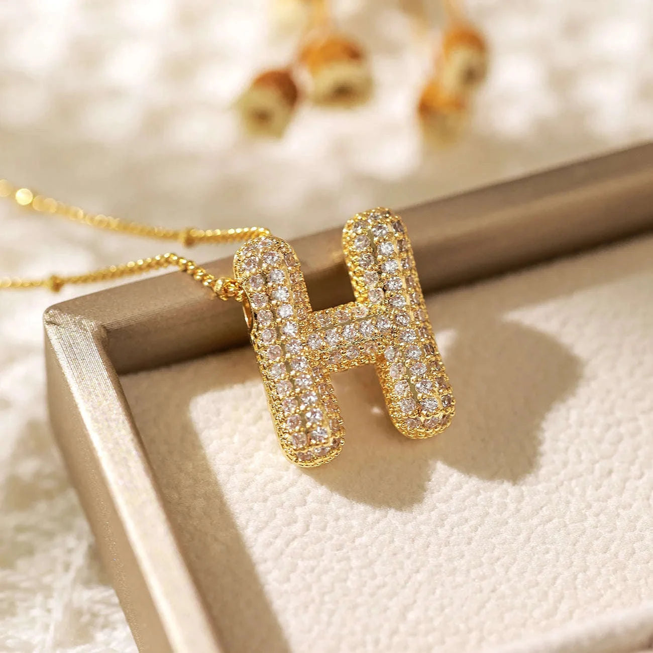Zircon Letter Pendant Necklace-Y