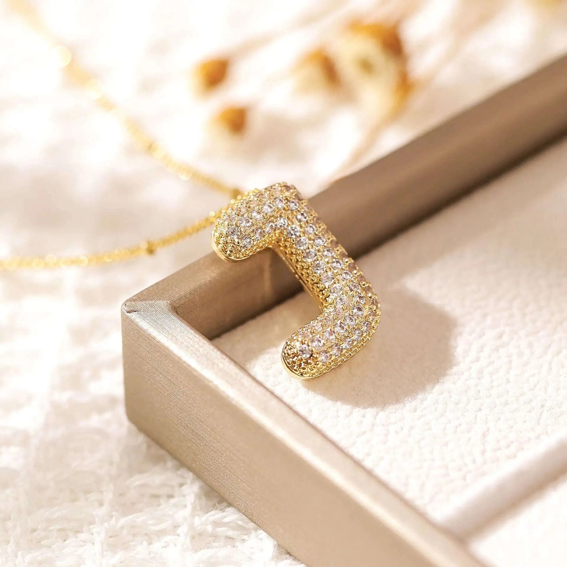 Zircon Letter Pendant Necklace-Y