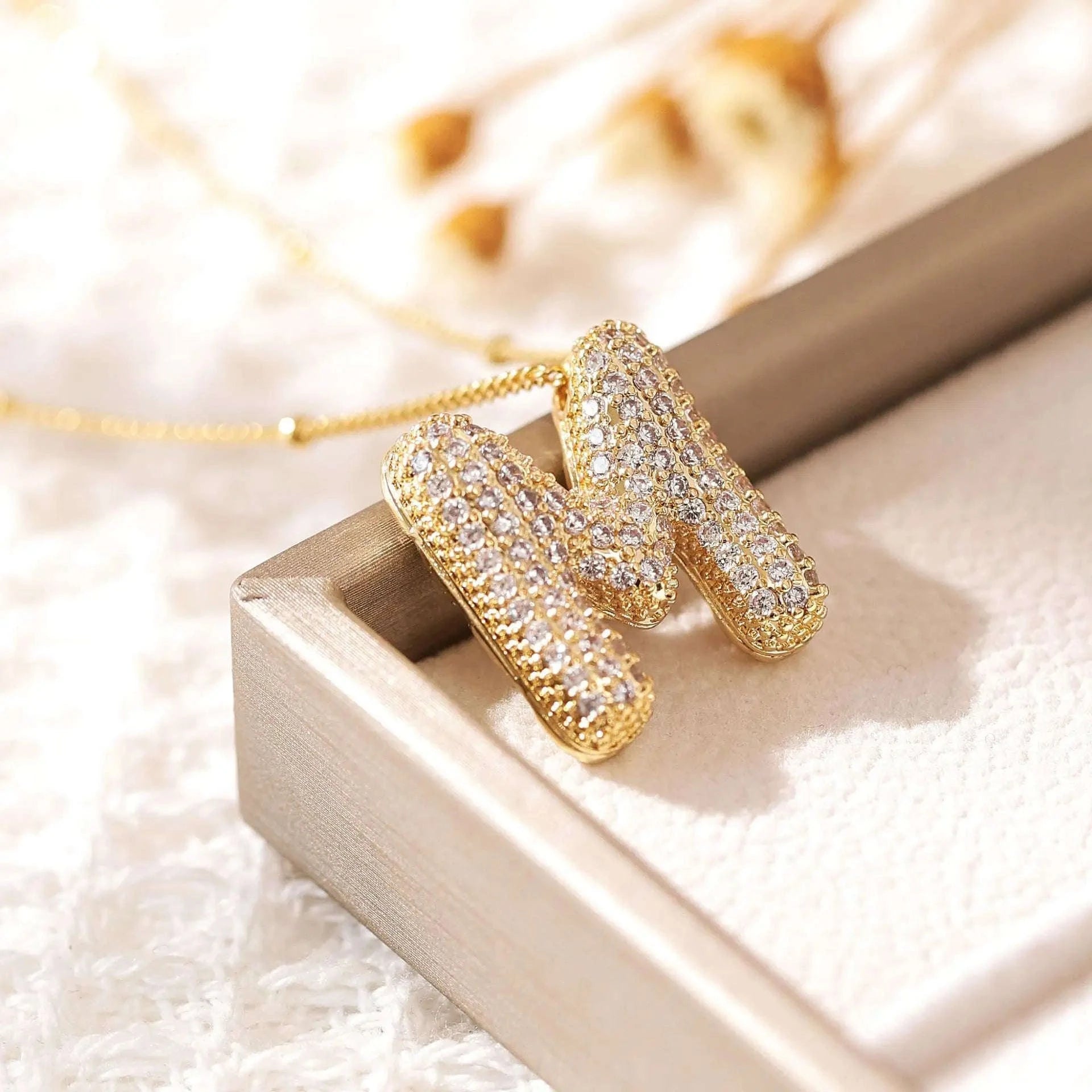 Zircon Letter Pendant Necklace-Y