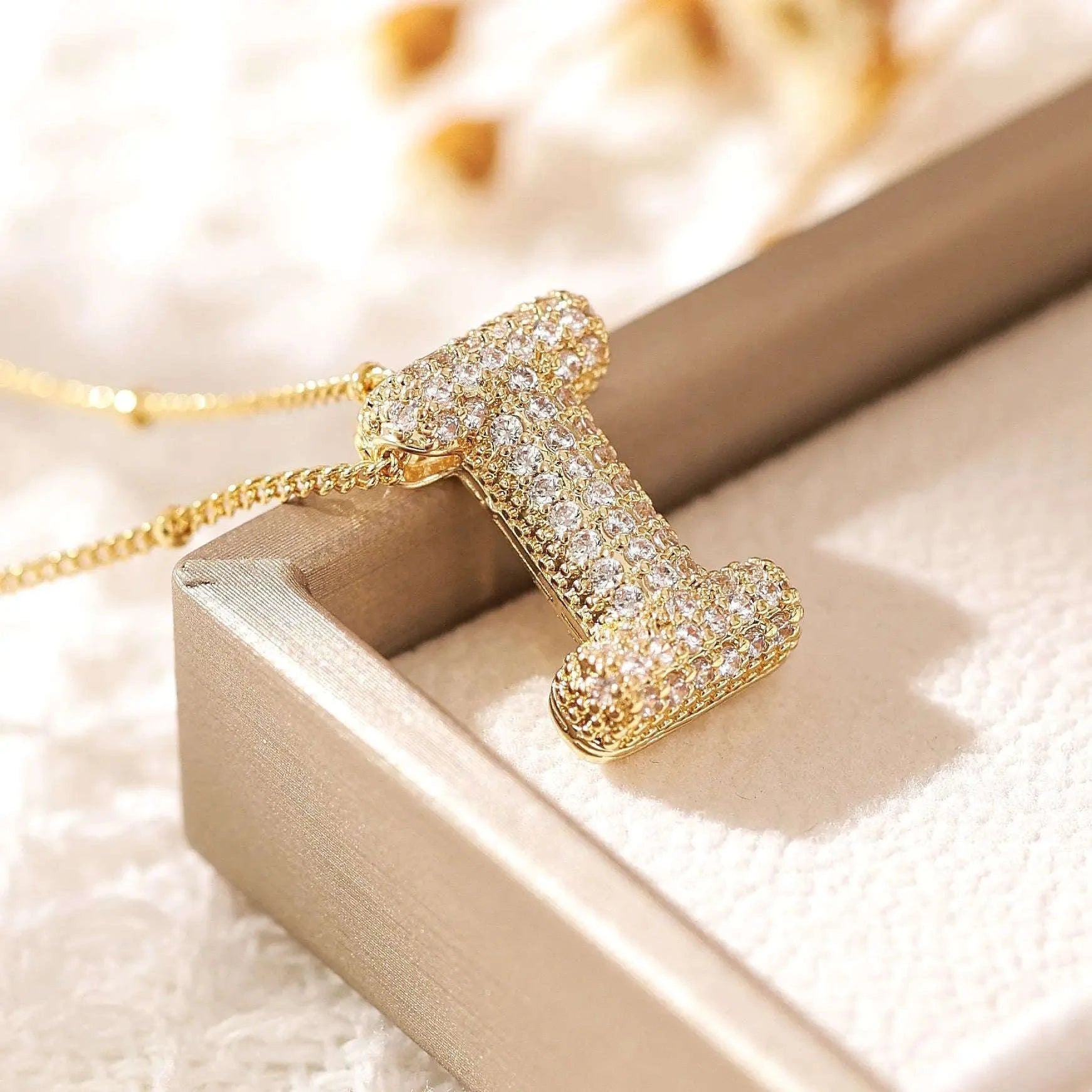 Zircon Letter Pendant Necklace-Y