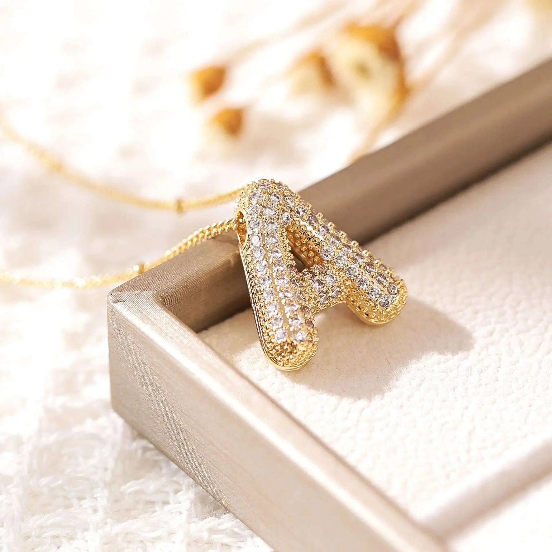 Zircon Letter Pendant Necklace-Y
