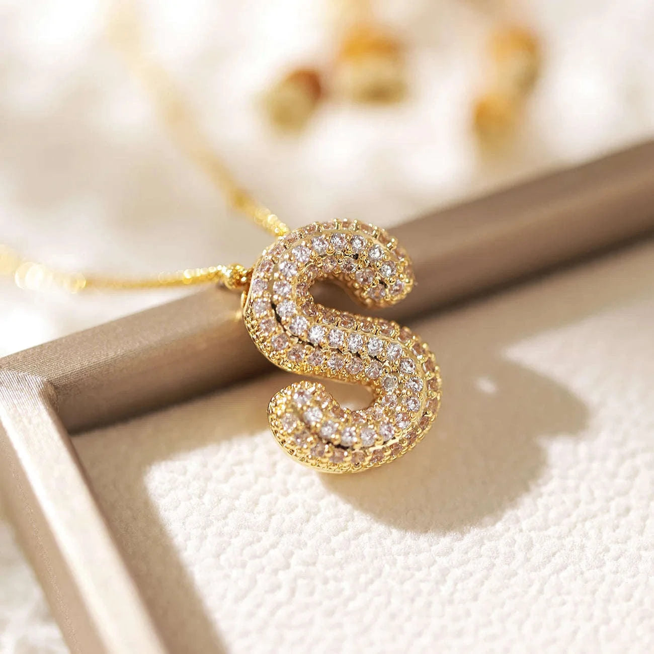 Zircon Letter Pendant Necklace-Y