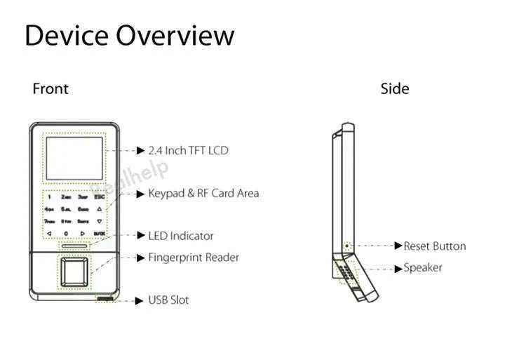 ZKTeco Fingerprint Attendance Terminal with Wi‑Fi and 3000 Templates-Machine No ADMS No Card / Spanish