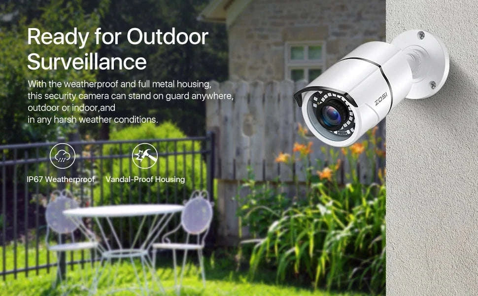 ZOSI 1080P 2MP Wired Bullet CCTV Camera with 120ft Night Vision-Black / Australia